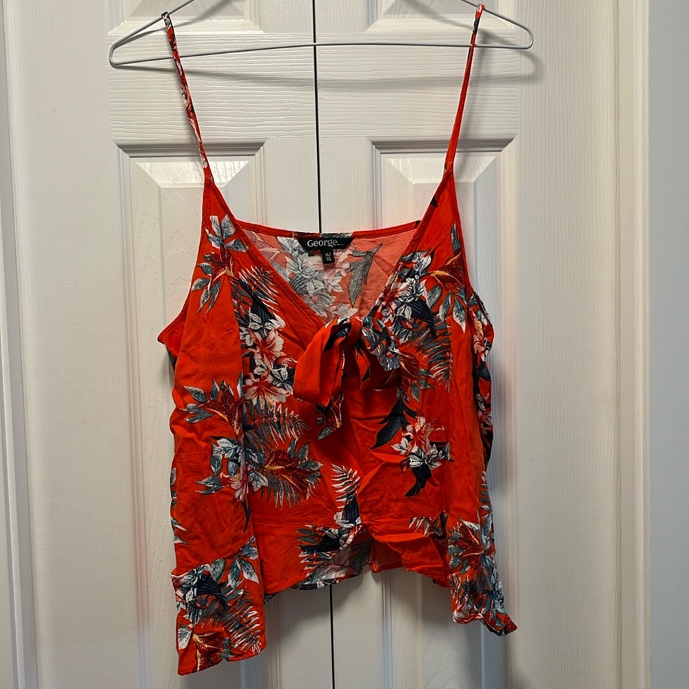 Floral orange tank top/crop top